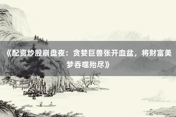 《配资炒股崩盘夜：贪婪巨兽张开血盆，将财富美梦吞噬殆尽》