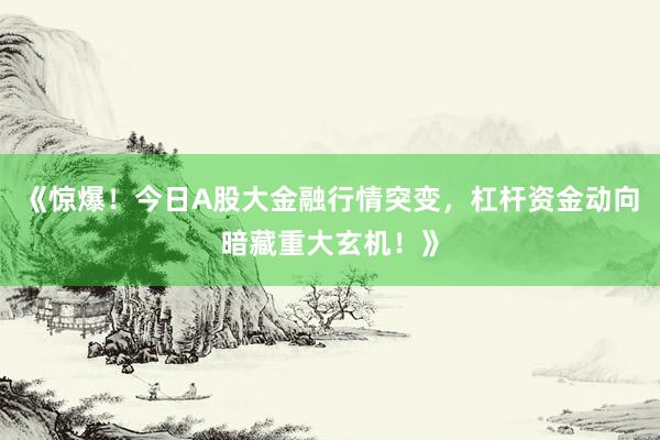 《惊爆!今日A股大金融行情突变,杠杆资金动向暗藏重大玄机!》