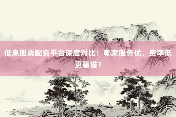 低息股票配资平台深度对比：哪家服务优、费率低更靠谱？