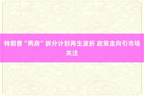 特朗普“两房”拆分计划再生波折 政策走向引市场关注