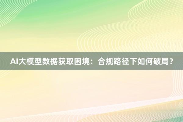 AI大模型数据获取困境：合规路径下如何破局？