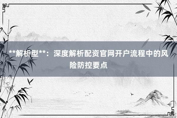**解析型**：深度解析配资官网开户流程中的风险防控要点