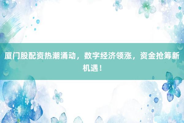 厦门股配资热潮涌动，数字经济领涨，资金抢筹新机遇！