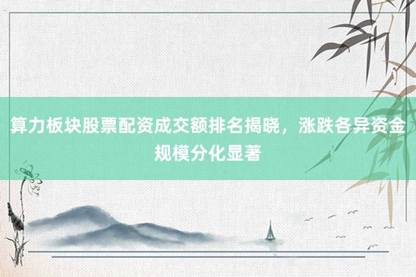 算力板块股票配资成交额排名揭晓,涨跌各异资金规模分化显著