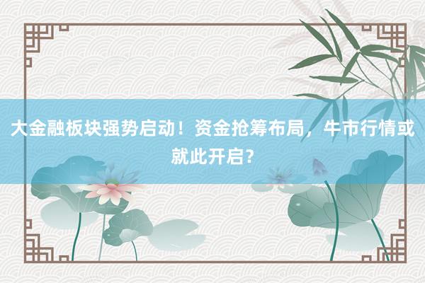 大金融板块强势启动！资金抢筹布局，牛市行情或就此开启？