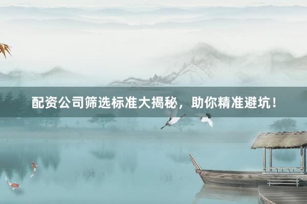配资公司筛选标准大揭秘，助你精准避坑！