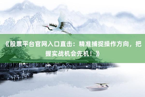 《股票平台官网入口直击：精准捕捉操作方向，把握实战机会先机！》